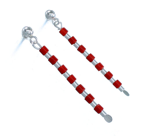 Sterling Silver Coral Bead Post Dangle Earrings RX113420